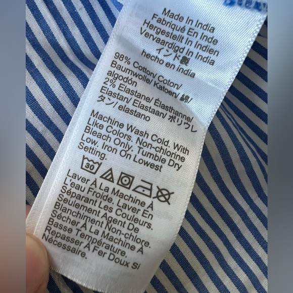 J.Crew Women’s M Blue White Stripe Long Sleeve Button Down Shirt Great Condition - Picture 5 of 8